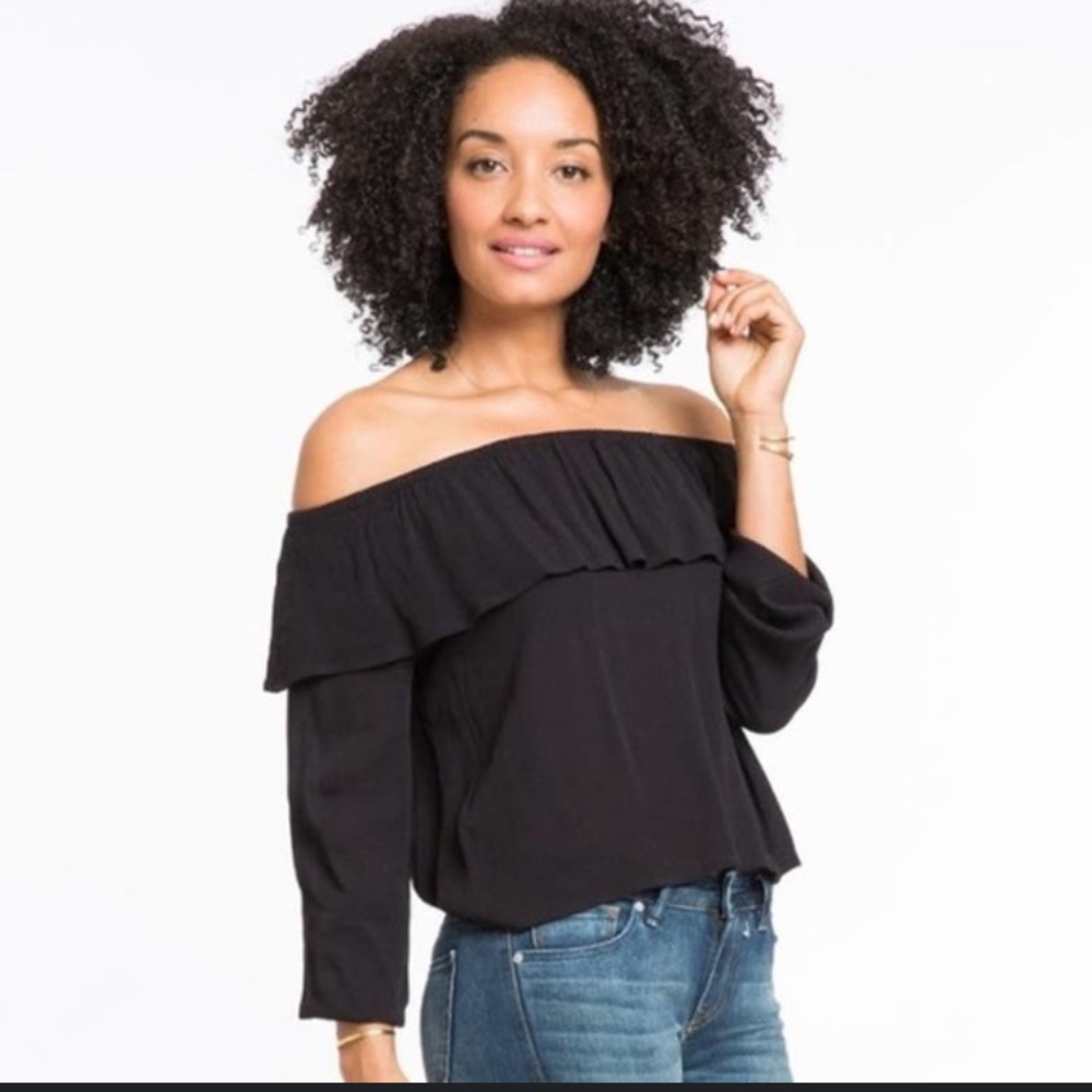 MBlack Off The Shoulder Ruffle Top Women's Size US 2, similar to XS